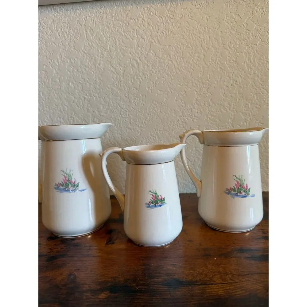 1920s/‎ 1930s T. Lawrence Falcon Ware set of 3 Jugs. Style “The Copse”